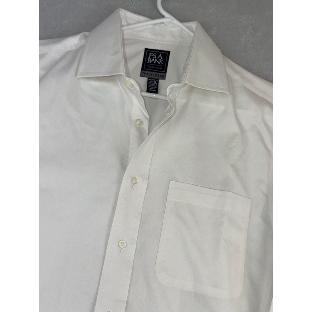 Jos‎ A Bank Traveler Tailored Fit White Dress Shirt Men 15.5X35 Travel Tech